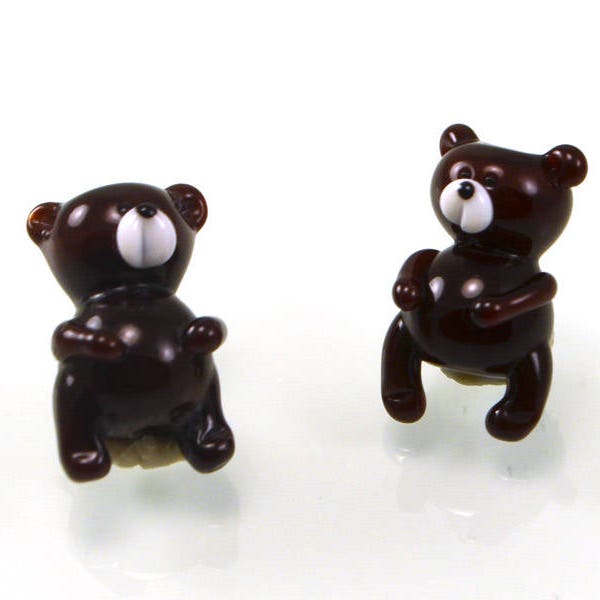 Lampwork animal teddy bear bead,  glass teddy bear beads, lampwork teddy bear, brown bear beads, small teddy bear beads