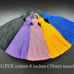 Super thick Cotton tassel 4 inch (10cm), Handmade tassels, Mala tassels, Cotton Thread Tassel, Tassel pendant, Tassel Charm, Pillow tassels