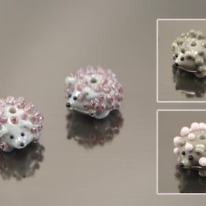 Lampwork hedgehog beads 3 colors,  glass hedgehog beads, lampwork hedgehog, small hedgehog beads, kid jewelry making, glass animals