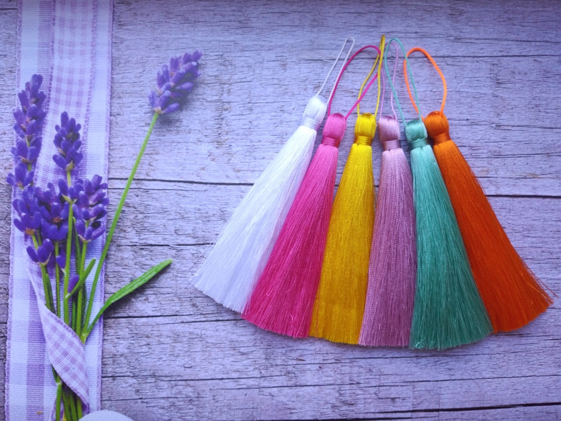 Colorful silk tassels with loop 4 inches tassels Handmade Etsy