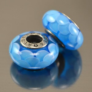 Lampwork European Charm Bracelet Bead, Petals bead,blue color european beads,lampwork murano beads for european style bracelet, girl gift