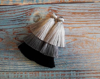 Gray Black Tiered tassels, Layered tassels, Tassel for decor, Tassel pendant, Decoration tassels, Earrings tassel, Wholesale tassel, tassels