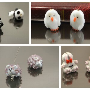 Lampwork handmade glass mouse beads grey mousy miniature animals rat сute small mouse tail beast beads gray image 9