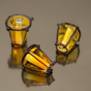 Lampwork lantern bead, Orange glass lantern, Artisan lampwork, glass lamp beads