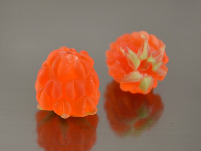 Orange Frosted Berry Beads Lampwork Berries Glass Berries Etsy