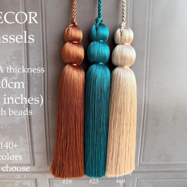 Decor 7.9 inches (20cm) MEGA thick silk tassel with beads, Furniture tassel, Tassels for decor