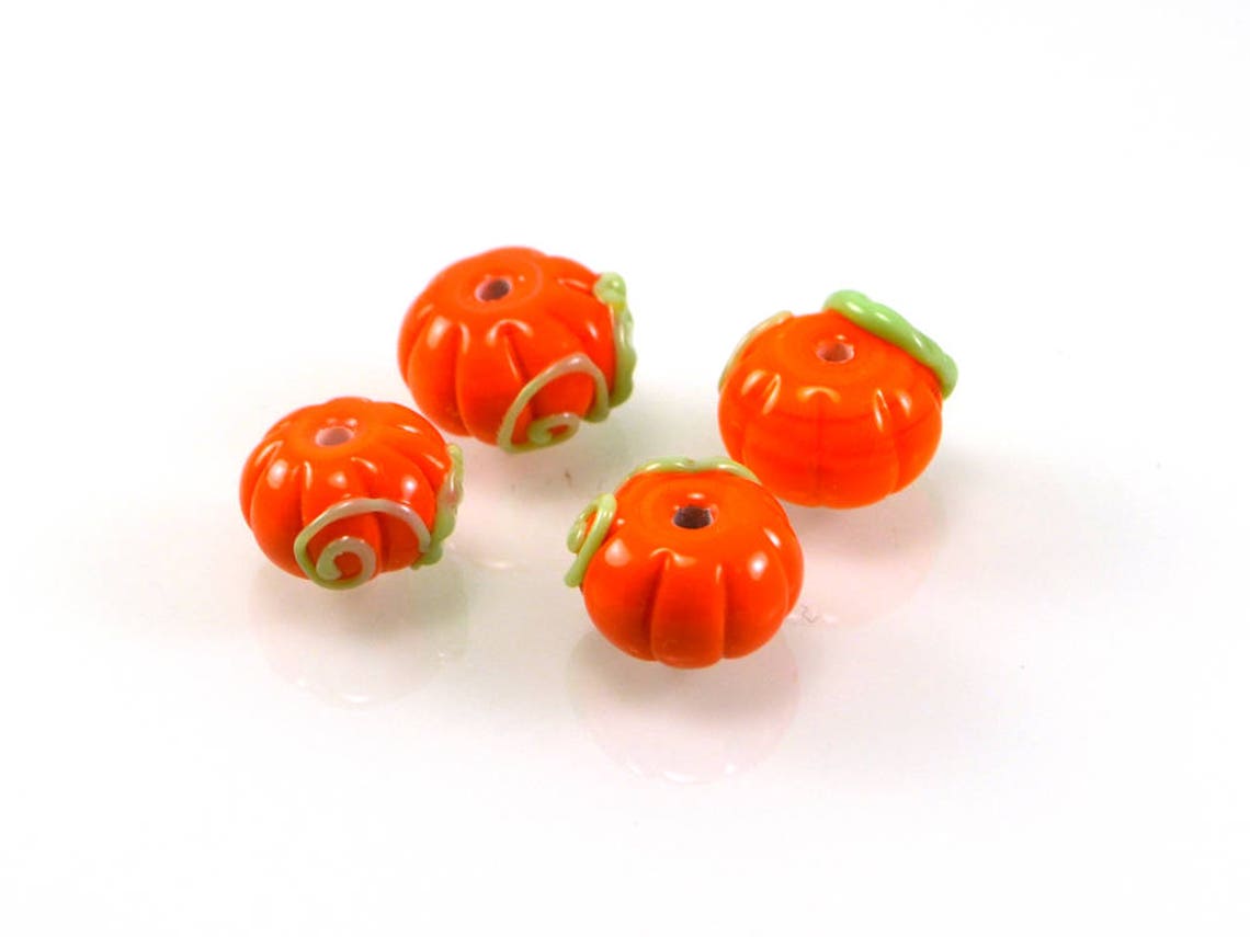 Glass Pumpkin Beads Food Lampwork Halloween Gourd Beads Mini Etsy