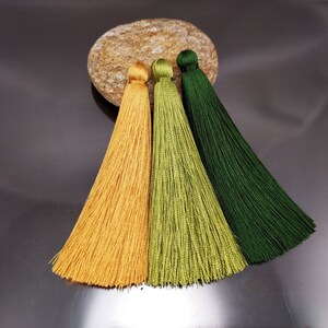 4 inches Green Gold Silk Tassels, Forrest tassel, Pistachio Tassel, High Quality 10cm tassel, Tassel earrings, Jewelry tassels, DIY earrings