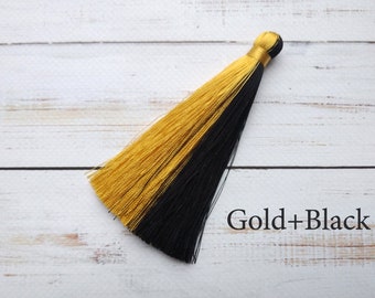 Gold and Black Silk Tassels, 2 colors Tassel, Gold tassel earrings,Black tassel earrings,Handmade tassels,Jewelry tassels,Decorative tassels