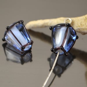 Blue lantern beads, Lampwork lantern, Glass lantern beads, Beads for earrings