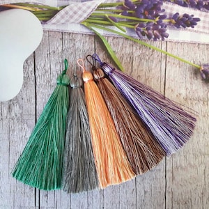 4 inch Melange tassels, Tassels for jewelry, Long silk tassel, Handmade tassels, Tassel pendant, Mala tassel, Tassel charm, 10cm tassel