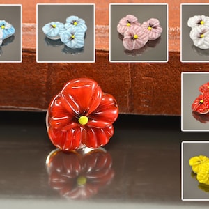Handmade Lampwork Pansy beads without leaves, floral lampwork, SRA beads, lampwork flower beads Lampwork Pansy Beads big flower diy jewelry