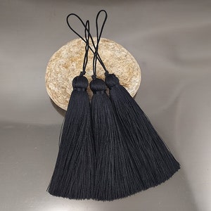 3-Zoll-Schwarze Seiden Quasten, Quaste mit Schnüren, 75 mm Quaste, Dicke schwarze Quasten, Mode Quaste, Quaste für Schmuck, Quaste für Schmuck, Armband Quaste