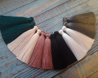 Colorful Silk tassels, 3 inches silk tassel, Thick tassels, Silk tassels for Earrings, Green, Beige, Black tassels, White, Gray tassels