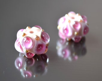 Pink lampwork beads, handmade glass lampwork beads, wedding earrings ideas, Lampwork beads, glass beads, tender pink beads