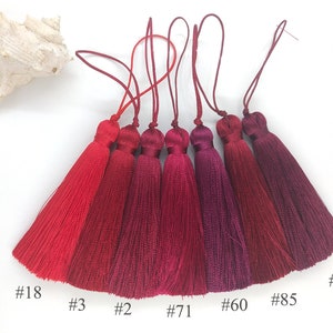 3 inch rode zijden kwasten, wijnkwast, marsala-kwasten, decorkwasten, rot kersenrood, dieprode rode kwasten, granietkwasten, handgemaakt