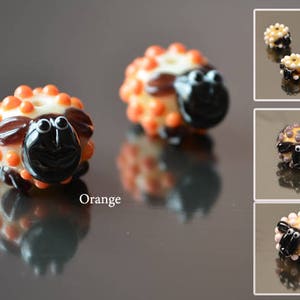 Lampwork glass sheep beads,  handmade glass sheep beads, lampwork sheep, glass sheep beads, miniature sculpture sheep beads, orange sheep