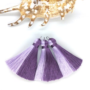 Pompons violet lavande, pompons 2 couleurs, pompons en soie de 5 cm, mini pompons en soie, pompons pour bijoux, pompons pour décoration, pompons à breloques, 5 cm