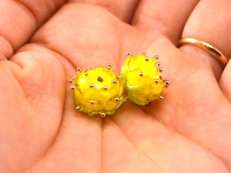 Handmade flower lampwork beads Floral lampwork Glass Beads Etsy