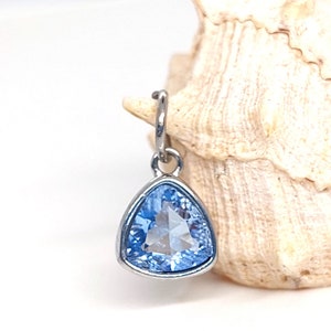 Triangle Charm 13x10mm, Stainless Steel, Cubic Zirconia Pendant, Geometric shape pendant, Triangle gemstone, Jewelry pendant