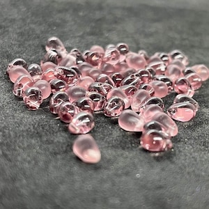 25pcs Pale Pink 4x6mm Teardrop beads, Matted pink teardrop glass beads, Transparent Czech Glass Beads, Czech Teardrop beads, 20040