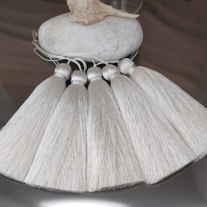 Milk white LARGE tassels 4 inch (10cm), SUPER thick tassel pendant, DIY tassel pendant, Handmade Artisan tassles for jewelry, Pillow tassels