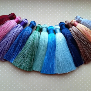 4 inch (10cm) SUPER thick silk tassel, Jewelry tassel pendant, Mala tassels, Large tassels colorful