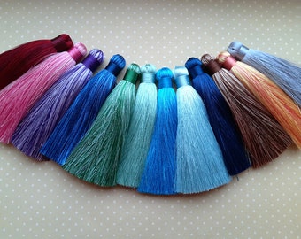 4 inch (10cm) SUPER thick silk tassel, Jewelry tassel pendant, Mala tassels, Large tassels colorful