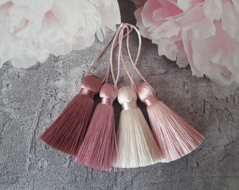 Small pink tassels, 1.57 inch (4cm) silk tassel, Lavender Pink tassel, Leather pink tassel, Jewelry tassel, Tiny tassel, Invitation  tassel