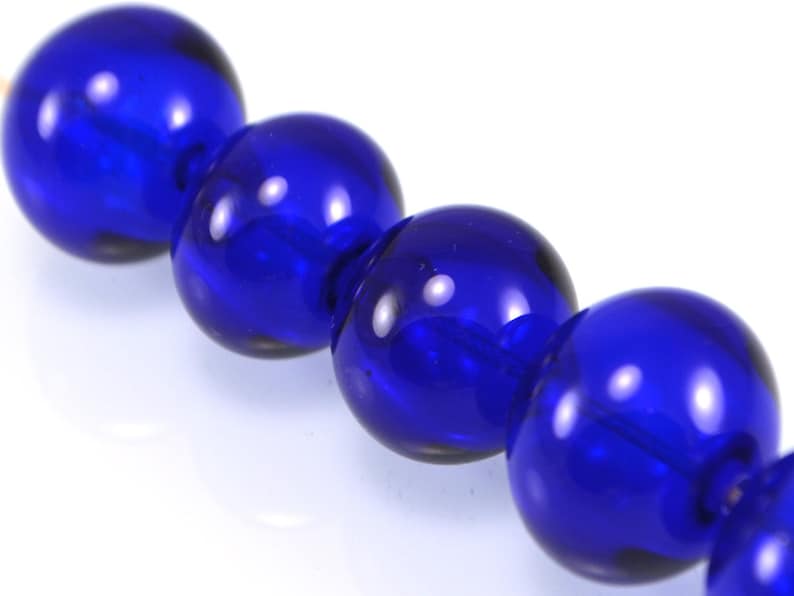 Hollow Dark Blue Cobalt Glass Beads Transparent Beads Sphere Etsy