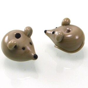 Lampwork handmade glass mouse beads grey mousy miniature animals rat сute small mouse tail beast beads gray image 7