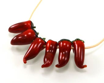 Chilli pimienta cristal cuentas Artesanía artesanía lámpara vegetals chile alimentos miniatura verduras verduras perlas pimiento rojo joyería haciendo diy