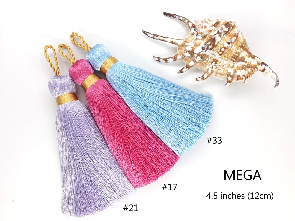 Cabinet knobs Decor, Silk tassel 4.5 inch (12cm), MEGA thick tassel, Furniture silk tassel, Door knob tassel, Long tassels, 2cm thickness