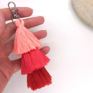 Pink Ombre Layered tassel Keychain, Tassel Pendant, Bag Charm, Bag Decoration, Boho charm, Woman Keychains, CUSTOM