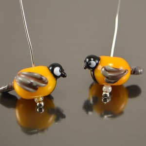 Lampwork Titmouse beads glass yellow black bird beads handmade bird glass bird beads forrest birds winter small animals miniature tomtit