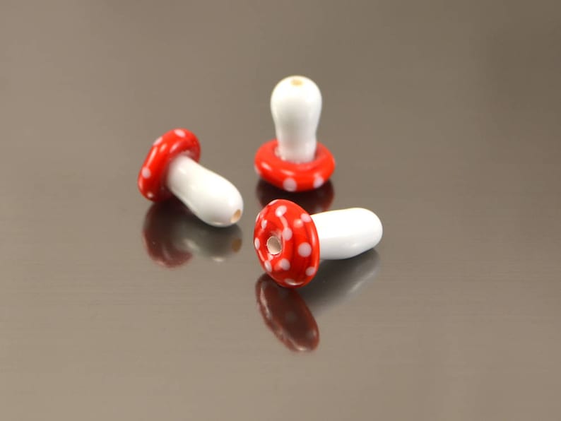 Mushroom Lampwork Beads Glass Mushrooms Mini Mushrooms Etsy