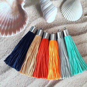 3-Zoll-Nylon-Troddeln mit Metallkappe, Edelstahl, Quastenanhänger, Quasten-Schnur, verschiedene Quasten, Quaste Schlüsselanhänger, Schlüsselanhänger Quaste