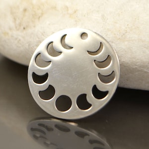 Stainless Steel Moon Phase Charm, Moon earring charm, Moon Phase Crescent Pendant, Round charm, Moon Phases Jewelry, Jewelry supplies
