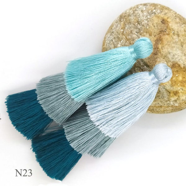 Blue Green Tiered tassels, Sky blue tassels, Aplle green layered tassels, Summer layered tassels, Triple earrings, Wholesale tassels