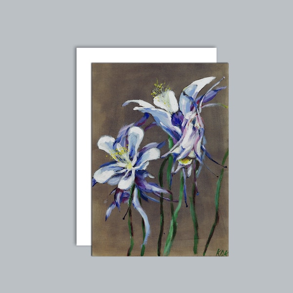 Aquilegia, Columbine flowers A6 greeting card