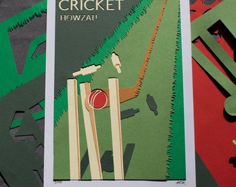 Cricket Papercut Art A4.  Signed Limited Edition Handmade Artwork