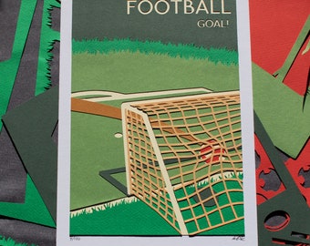 Football Papercut Art A4.  Signed Limited Edition Handmade Artwork