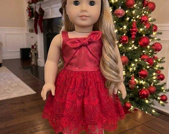 18" Doll  Christmas dress,  18 inch doll clothes, American made clothes for 18" girl dolls, Girls dress, AG Doll dress, doll clothes