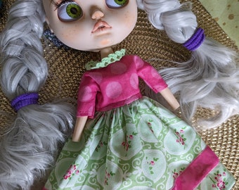 Blythe doll dress, Blythe doll clothes, BJD doll dress, doll dress, doll clothing,  Also fits the 1/6 scale BJD doll,