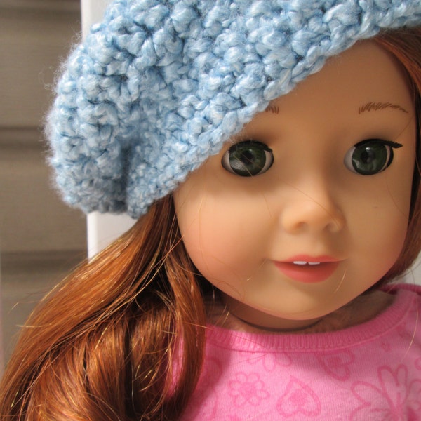 18" Doll hat, American made clothes for 18" girl dolls, Crochet Slouchy Beret, 18" Doll Accessories, Crochet 18" Doll Hat,