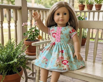 Floral Print Dress for 18 Inch American Girl Dolls, Handmade AG Doll Clothes