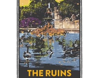 St. Louis Gesture Series, The Ruins in Tower Grove Park, St Louis Art, Travel Print, Home Decor, Wedding Gift, House Warming, Giclée Print
