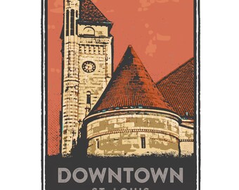 St. Louis Gesture Series, Union Station in Downtown St. Louis. St Louis Art, Travel Print, Home Decor, Wedding Gift, Giclée Print