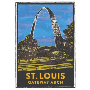 セントルイス・ジェスチャー・シリーズ、ゲートウェイ・アーチ、セントルイス・アート、トラベル・プリント、ホームデコレーション、結婚祝い、新築祝い、ジクレー・プリント