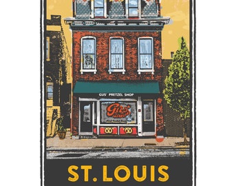 St. Louis Gesture Series, Gus' Pretzels, St Louis Art, Travel Print, Home Decor, Wedding Gift, House Warming, Giclée Print